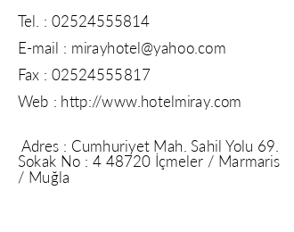 Miray Hotel iletiim bilgileri